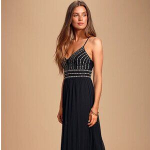 Glamorous Gala Black Embroidered Maxi Dress